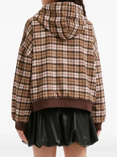 B+ab Check-pattern Hoodie In Brown