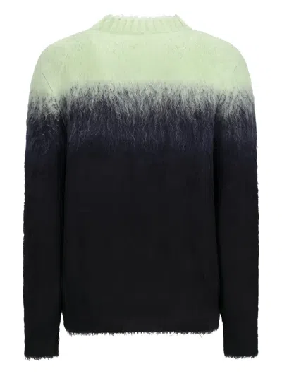 Jil Sander Brushed Mohair Blend Jacquard Crewneck Sweater In Black