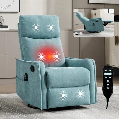 Streamdale Furniture Streamdale Heat Massage Rocker Recliner Chair, Blue-green In Blue