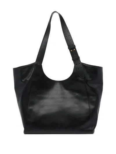 Pinko Logo-detail Leather Shoulder Bag In Black