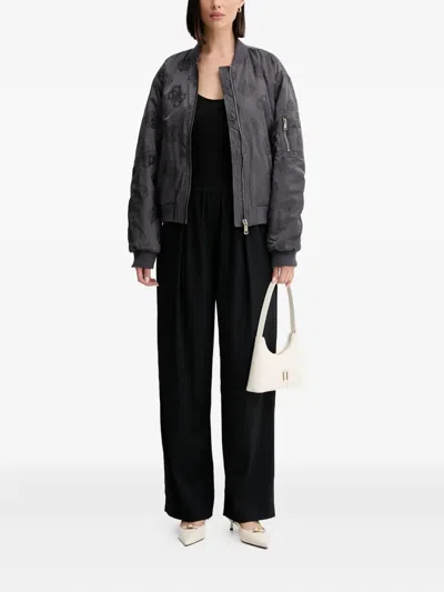 Guess Usa Patterned Bomber Jacket In Gray