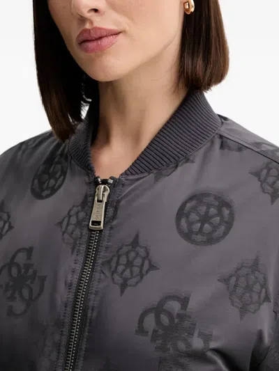 Guess Usa Patterned Bomber Jacket In Gray
