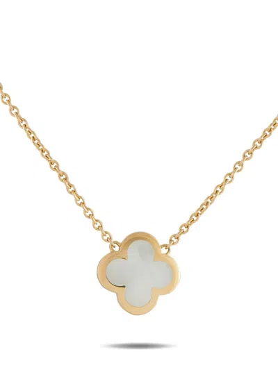 Pre-owned Van Cleef & Arpels 18k Yellow Gold Pure Alhambra Mother-of-pearl Necklace