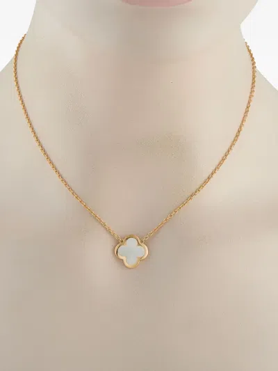 Pre-owned Van Cleef & Arpels 18k Yellow Gold Pure Alhambra Mother-of-pearl Necklace