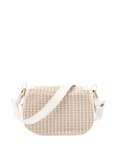 Roberto Cavalli Lage Fang Woven Shoulder Bag In White