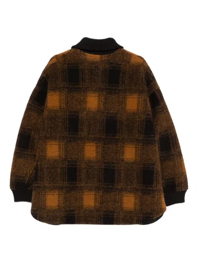 And Wander Plaid Button-up Jacket In Brown