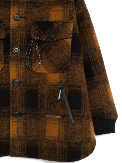And Wander Plaid Button-up Jacket In Brown