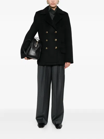 Dondup Double-breasted Coat In Black