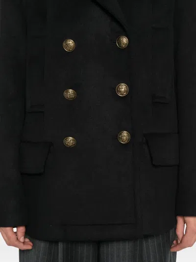 Dondup Double-breasted Coat In Black