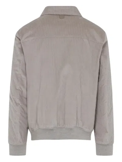Canali Classic Corduroy Bomber Jacket In Soft Light Grey In Gray