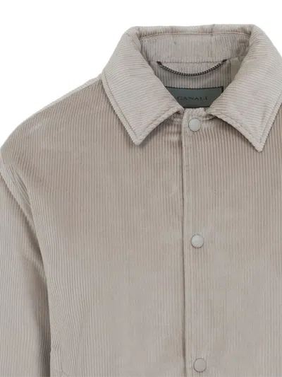 Canali Classic Corduroy Bomber Jacket In Soft Light Grey In Gray