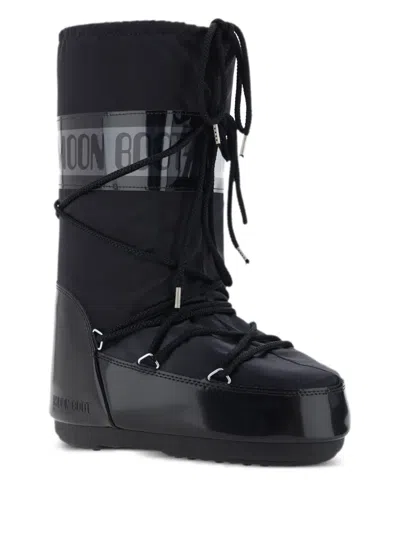 Moon Boot Icon Suede-trimmed Quilted Shell Snow Boots In Black