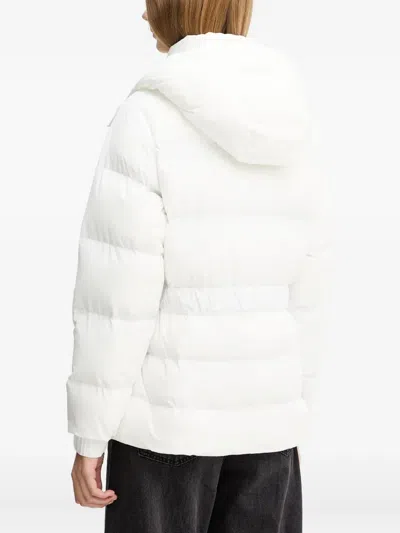 Karl Lagerfeld Jeans Belted Puffer Jacket In White