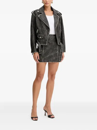 Guess Usa Belted Zip Jacket In Gray