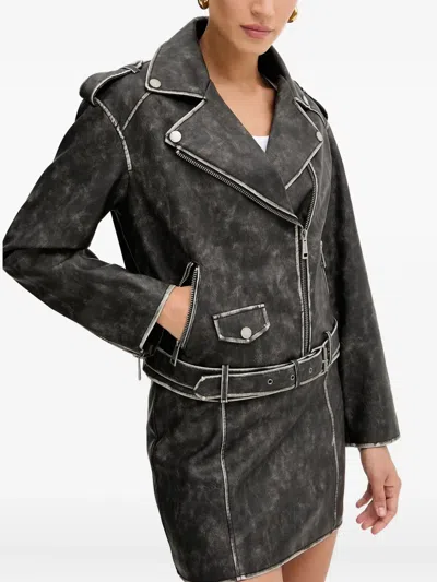 Guess Usa Belted Zip Jacket In Gray