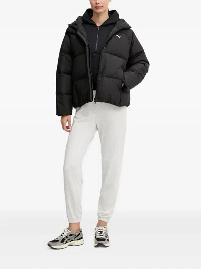 Puma Hooded Logo-detail Jacket In Black