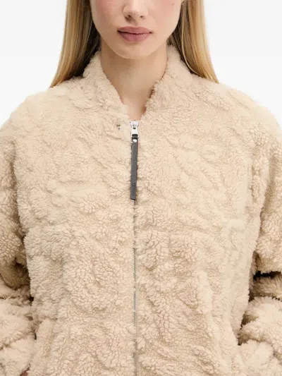 Hugo Boss Textured Zipped Jacket In Neutral