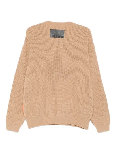 Msgm Stripe-detail Jumper In Neutral