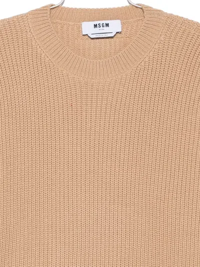 Msgm Stripe-detail Jumper In Neutral