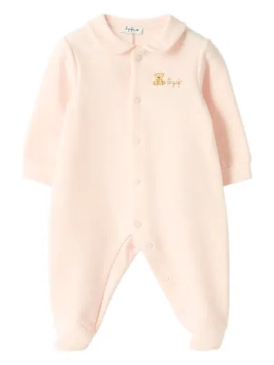 Il Gufo Collared Embroidered Babygrow In Pink