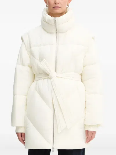 Hugo Boss Quilted Belted Jacket In White