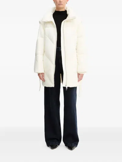Hugo Boss Quilted Belted Jacket In White