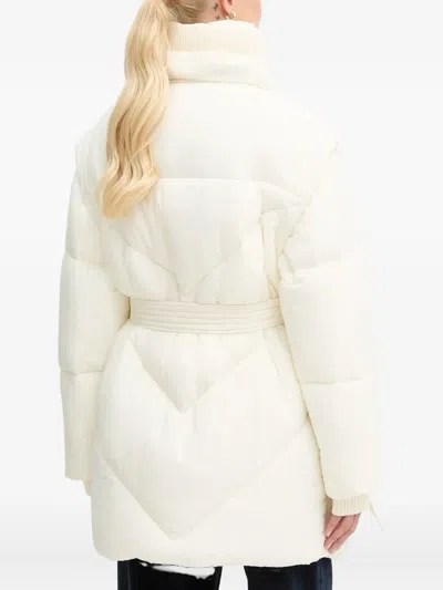 Hugo Boss Quilted Belted Jacket In White