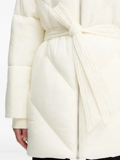 Hugo Boss Quilted Belted Jacket In White