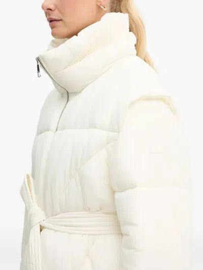 Hugo Boss Quilted Belted Jacket In White