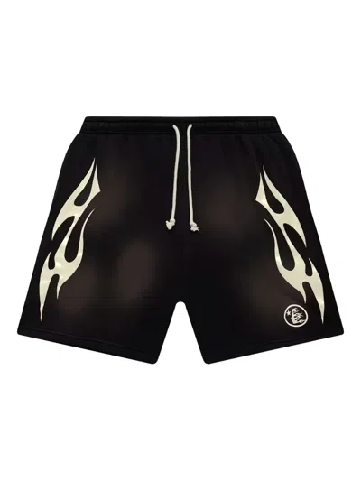 Hellstar Brown Print Shorts In Black
