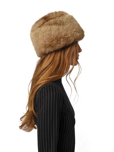 Apparis Margot Faux Fur Pillbox Hat In Brown