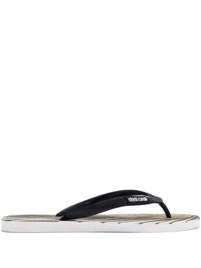 Roberto Cavalli Ray Of Gold Print Flip-flops In Multi