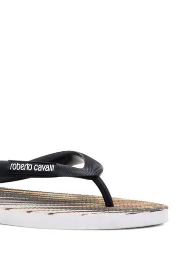 Roberto Cavalli Ray Of Gold Print Flip-flops In Multi