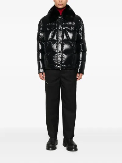 Moose Knuckles Faux-fur Collar Padded Jacket In Black