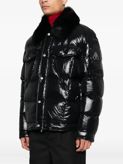 Moose Knuckles Faux-fur Collar Padded Jacket In Black