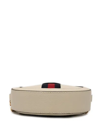 Pre-owned Gucci 2016-2025 Mini Leather Ophidia Round Crossbody Bag In White