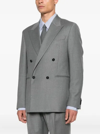 Manuel Ritz Double-breasted Blazer In Gray