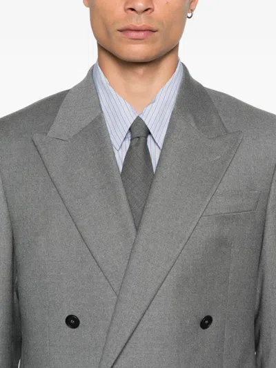 Manuel Ritz Double-breasted Blazer In Gray