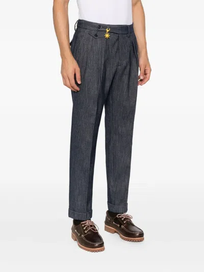 Manuel Ritz Wool-blend Trousers In Blue