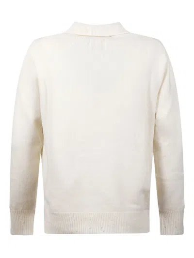 Amaranto Half-buttoned Sweater In Neutral