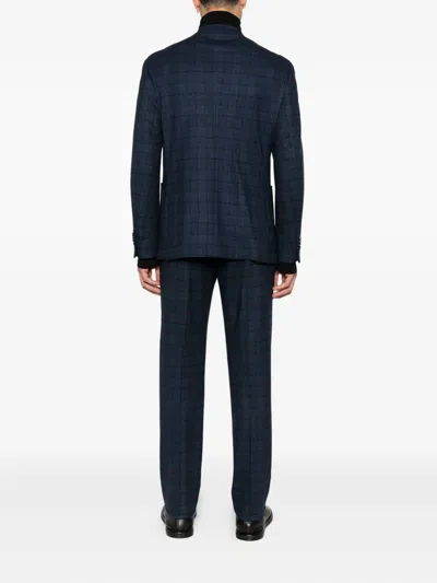 Manuel Ritz Prince Of Wales-check Suit In Blue