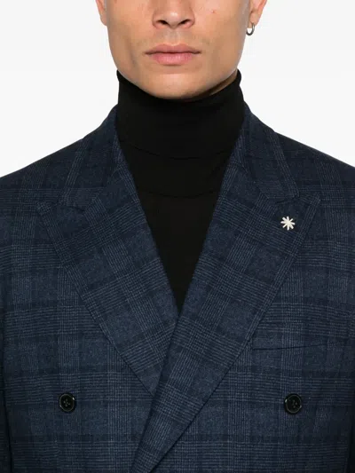 Manuel Ritz Prince Of Wales-check Suit In Blue