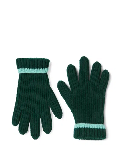 Il Gufo Ribbed Striped Gloves In Green