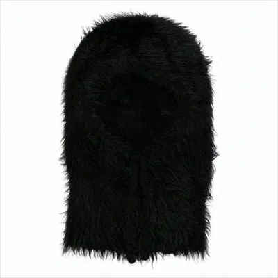 Marine Serre Plush Black Balaclava-style Hat With Crescent Moon Emblem In Black