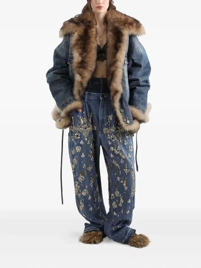 Dolce & Gabbana Embellished Jeans In Blue