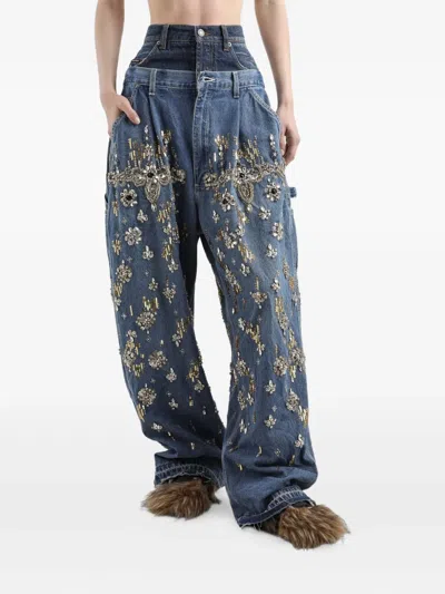 Dolce & Gabbana Embellished Jeans In Blue