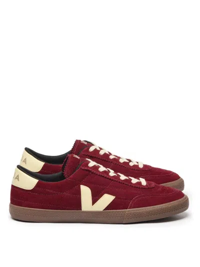 Veja Low-top Bordeaux Suede Sneakers With Cream Accents In Red