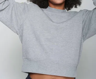 Vilagallo Heart Cut-out And Crytals Sweatshirt In Grey In Gray