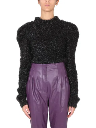 Alberta Ferretti Textured Jersey Top With Structured Silhouette In Black