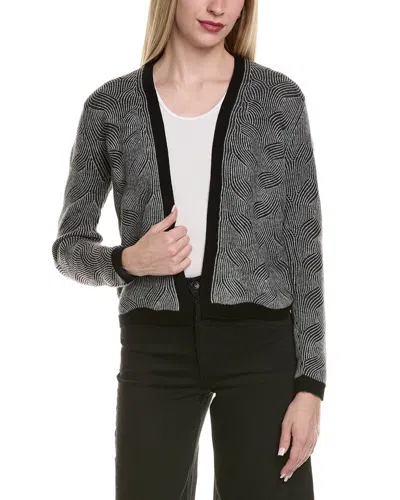 Sofiacashmere Two Tone Brioche Cable Wool & Cashmere-blend Cardigan In Black